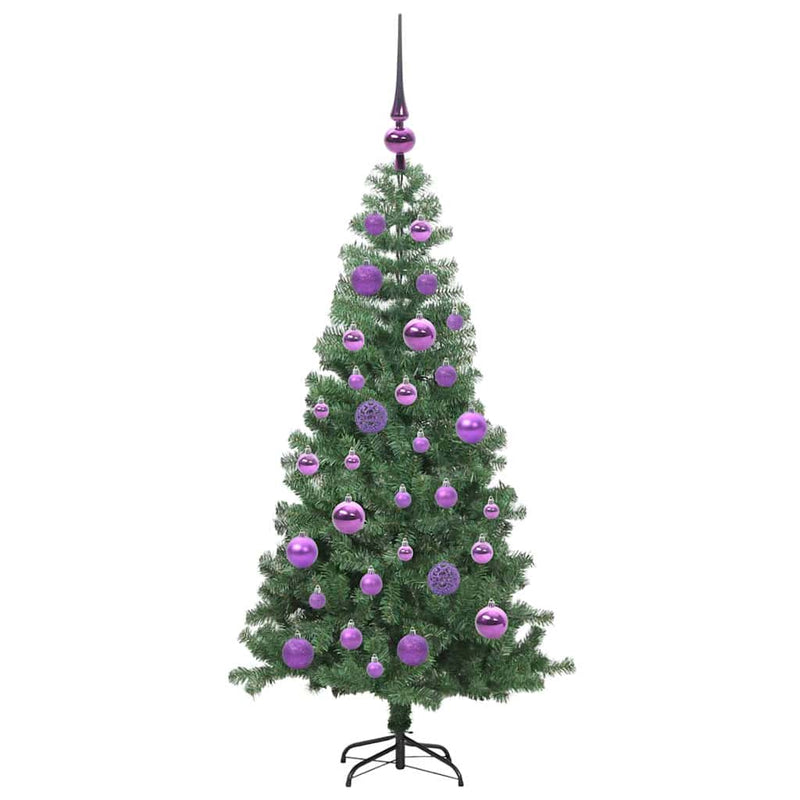 vidaXL Karácsonyfa 150 LED-del állvánnyal Zöld 120 cm PVC