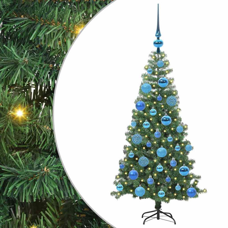 vidaXL Karácsonyfa 150 LED-del állvánnyal Zöld 120 cm PVC