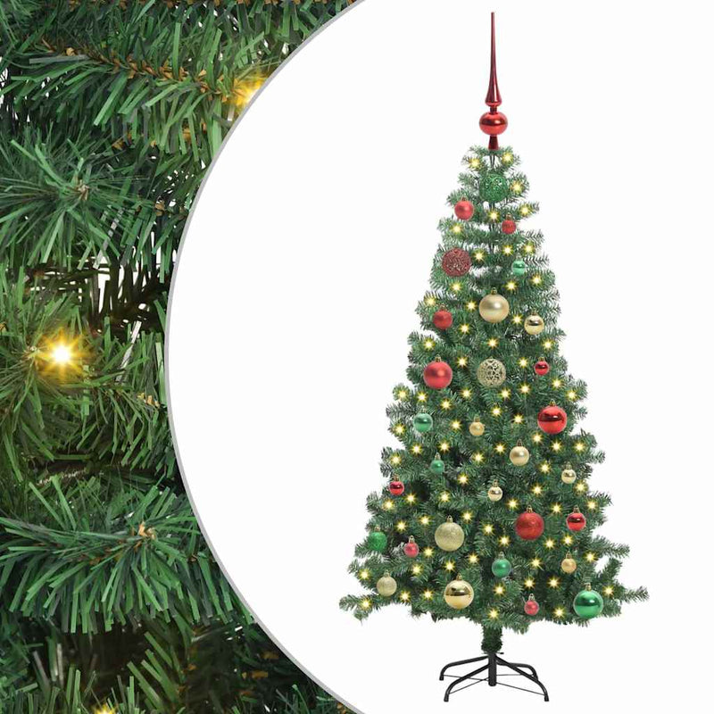 vidaXL Karácsonyfa 150 LED-del állvánnyal Zöld 120 cm PVC