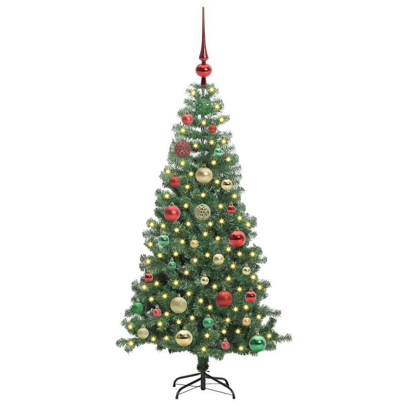 vidaXL Karácsonyfa 150 LED-del állvánnyal Zöld 120 cm PVC