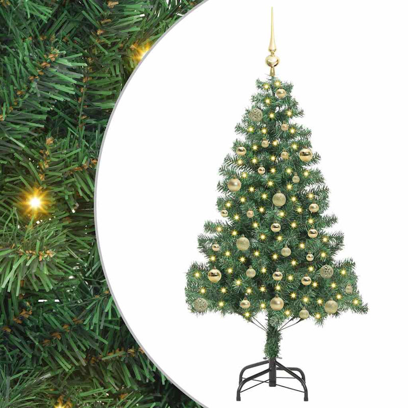 vidaXL Karácsonyfa 150 LED-del állvánnyal Zöld 150 cm PVC