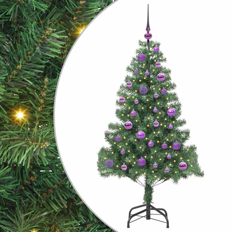 vidaXL Karácsonyfa 150 LED-del állvánnyal Zöld 150 cm PVC