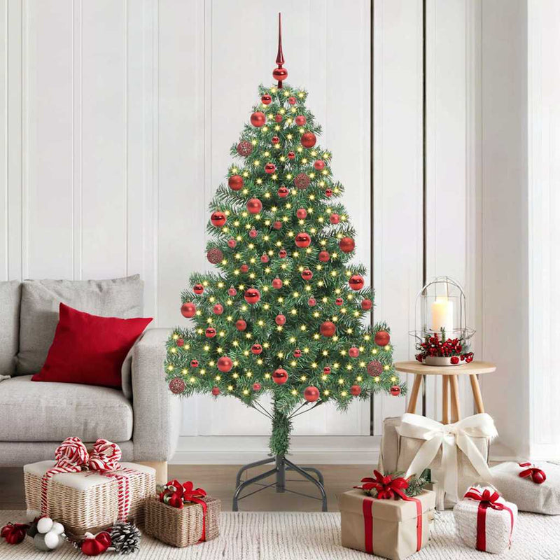 vidaXL Karácsonyfa 300 LED-del állvánnyal Zöld 180 cm PVC