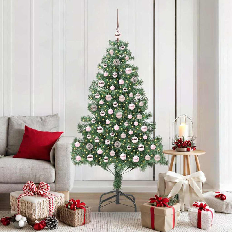 vidaXL Karácsonyfa 300 LED-del állvánnyal Zöld 180 cm PVC