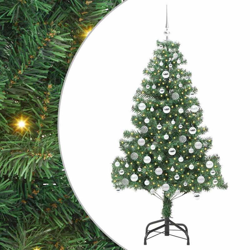 vidaXL Karácsonyfa 300 LED-del állvánnyal Zöld 180 cm PVC