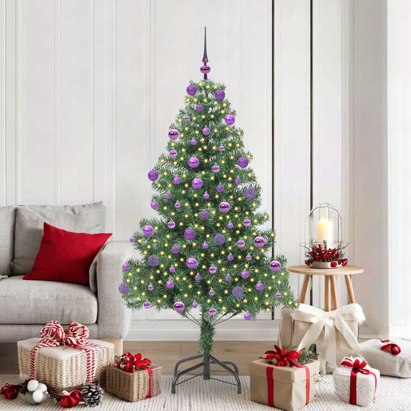 vidaXL Karácsonyfa 300 LED-del állvánnyal Zöld 180 cm PVC