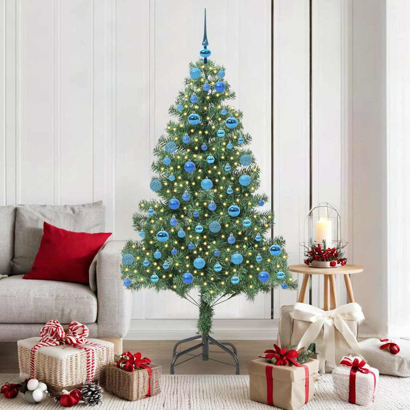 vidaXL Karácsonyfa 300 LED-del állvánnyal Zöld 180 cm PVC