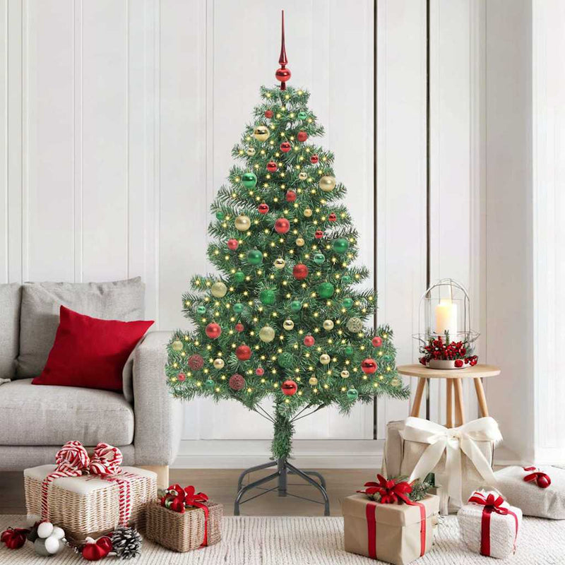 vidaXL Karácsonyfa 300 LED-del állvánnyal Zöld 180 cm PVC