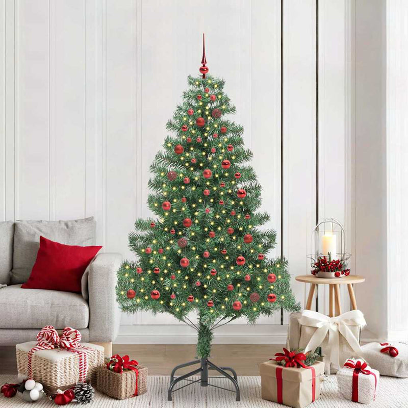 vidaXL Karácsonyfa 300 LED-del állvánnyal Zöld 210 cm PVC