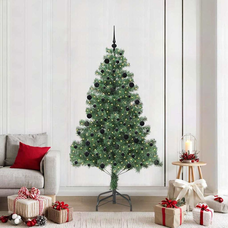 vidaXL Karácsonyfa 300 LED-del állvánnyal Zöld 210 cm PVC