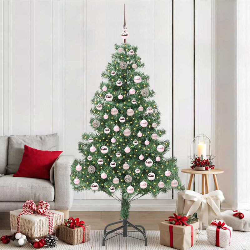 vidaXL Karácsonyfa 300 LED-del állvánnyal Zöld 210 cm PVC