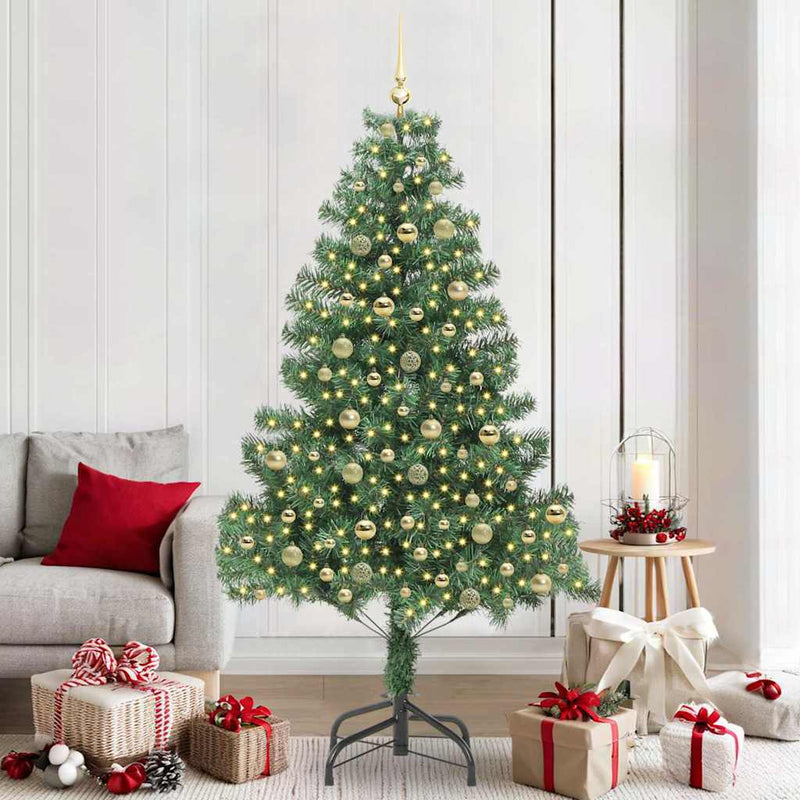 vidaXL Karácsonyfa 300 LED-del állvánnyal Zöld 210 cm PVC