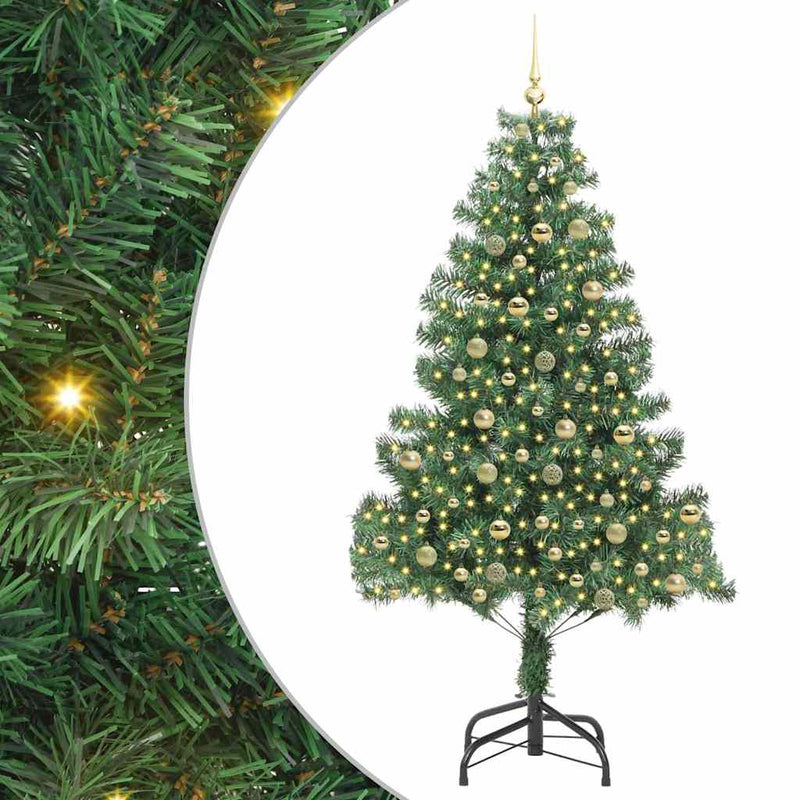 vidaXL Karácsonyfa 300 LED-del állvánnyal Zöld 210 cm PVC