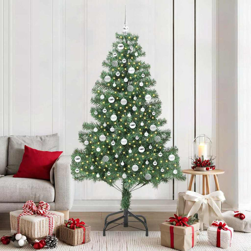 vidaXL Karácsonyfa 300 LED-del állvánnyal Zöld 210 cm PVC