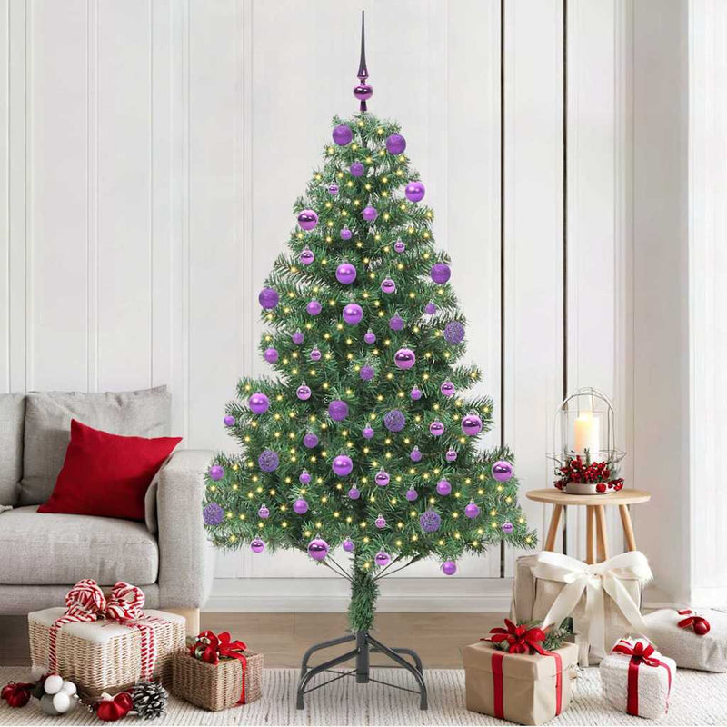 vidaXL Karácsonyfa 300 LED-del állvánnyal Zöld 210 cm PVC