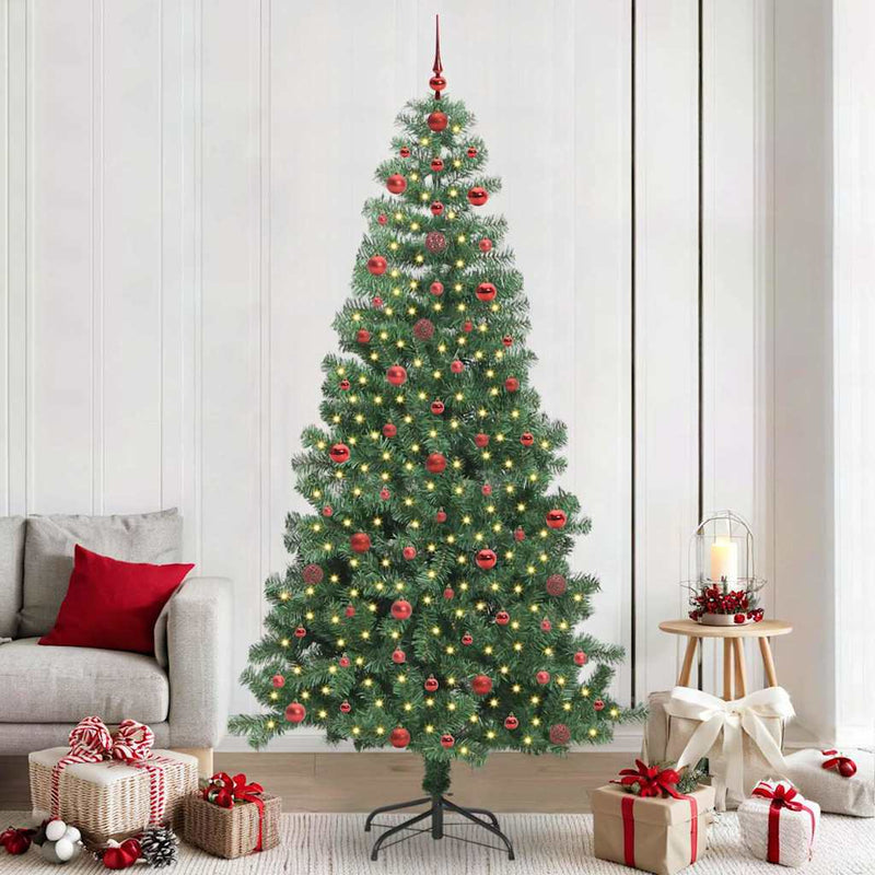 vidaXL Karácsonyfa 300 LED-del állvánnyal Zöld 240 cm PVC
