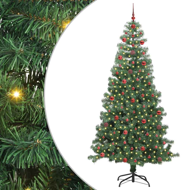 vidaXL Karácsonyfa 300 LED-del állvánnyal Zöld 240 cm PVC
