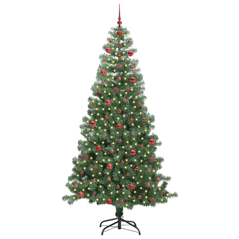 vidaXL Karácsonyfa 300 LED-del állvánnyal Zöld 240 cm PVC