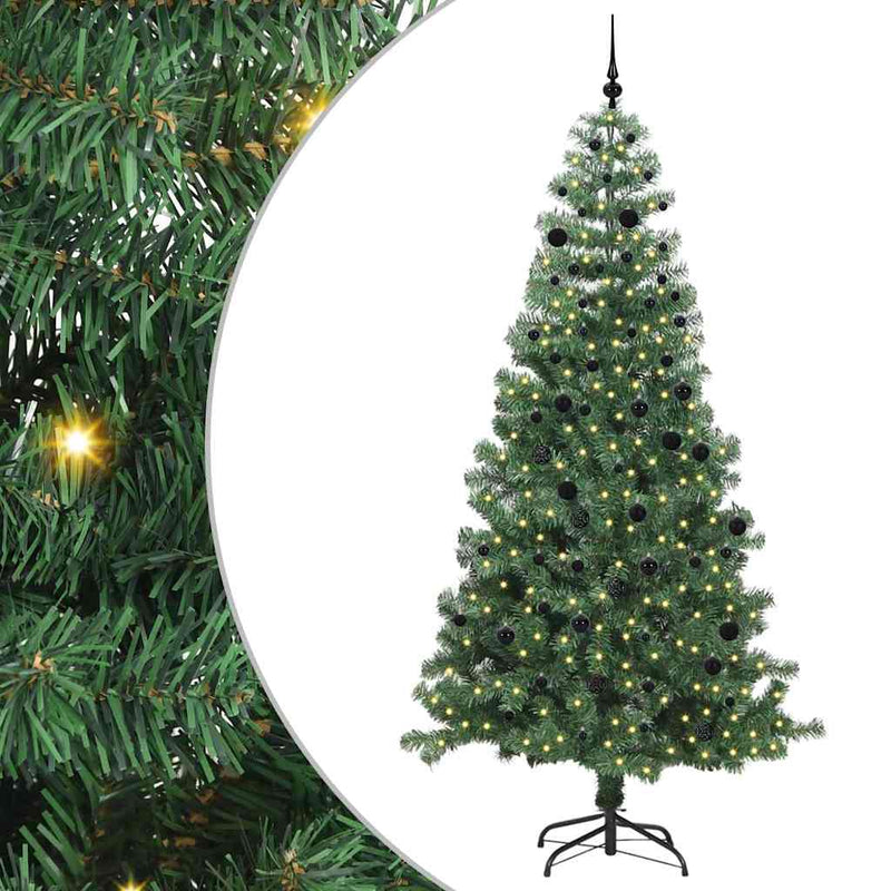 vidaXL Karácsonyfa 300 LED-del állvánnyal Zöld 240 cm PVC