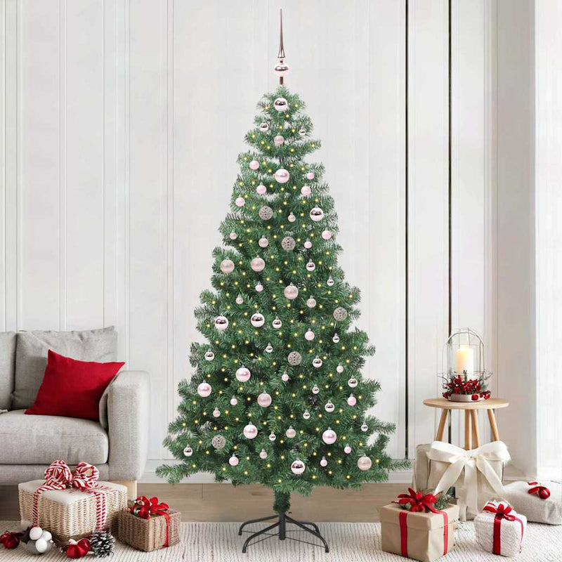 vidaXL Karácsonyfa 300 LED-del állvánnyal Zöld 240 cm PVC