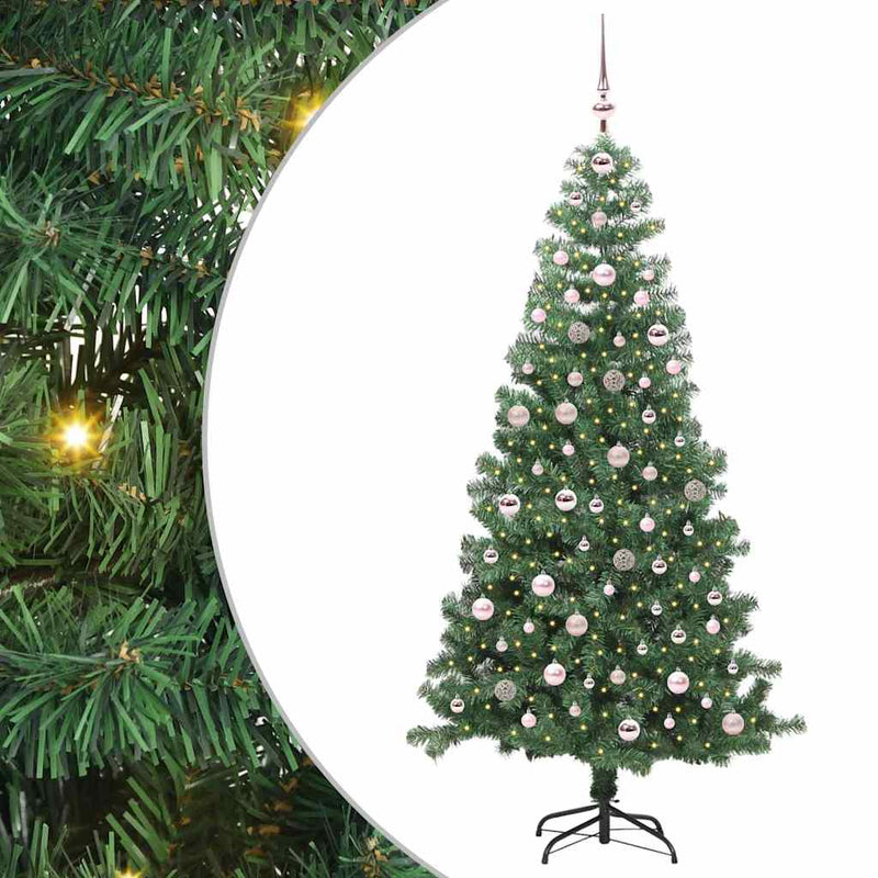 vidaXL Karácsonyfa 300 LED-del állvánnyal Zöld 240 cm PVC