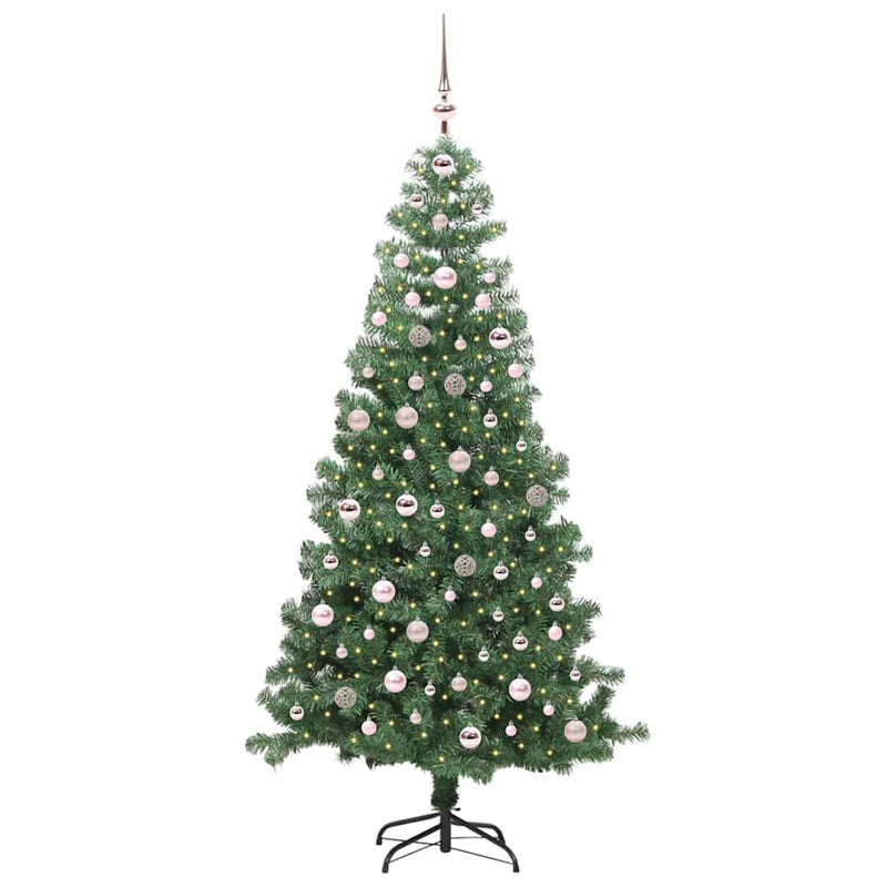 vidaXL Karácsonyfa 300 LED-del állvánnyal Zöld 240 cm PVC