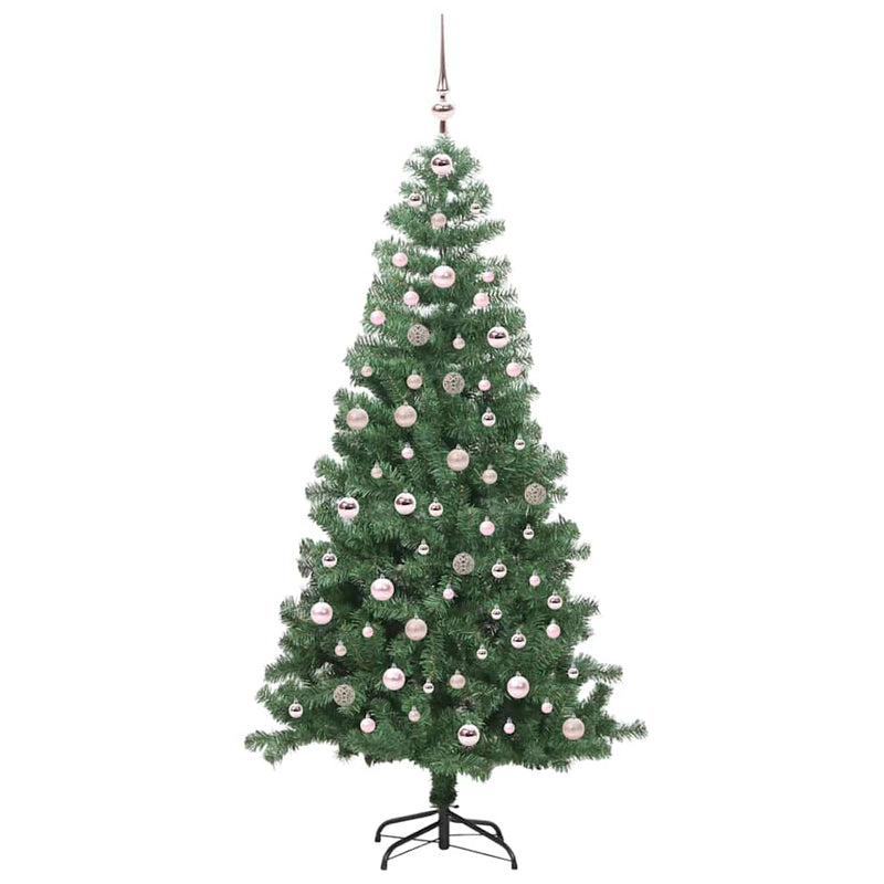 vidaXL Karácsonyfa 300 LED-del állvánnyal Zöld 240 cm PVC