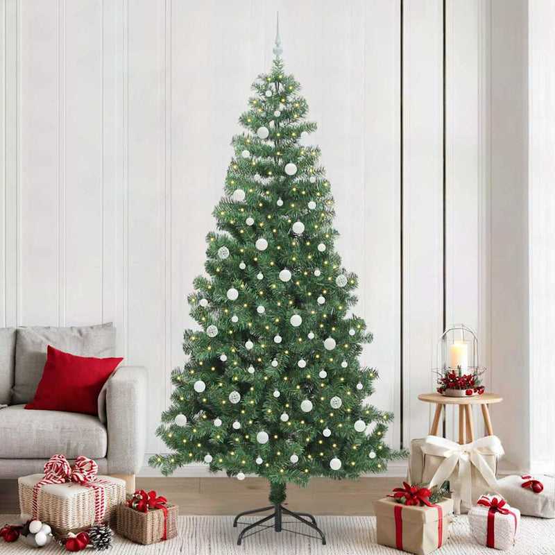 vidaXL Karácsonyfa 300 LED-del állvánnyal Zöld 240 cm PVC