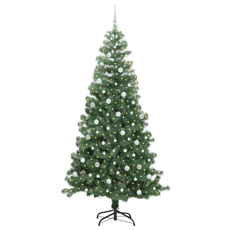 vidaXL Karácsonyfa 300 LED-del állvánnyal Zöld 240 cm PVC
