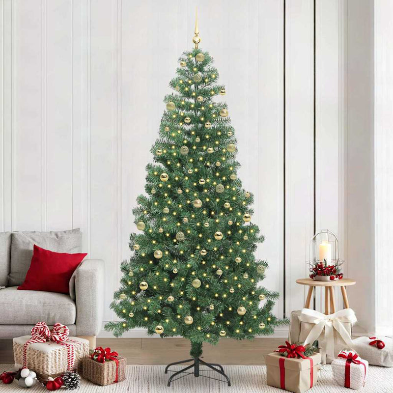 vidaXL Karácsonyfa 300 LED-del állvánnyal Zöld 240 cm PVC