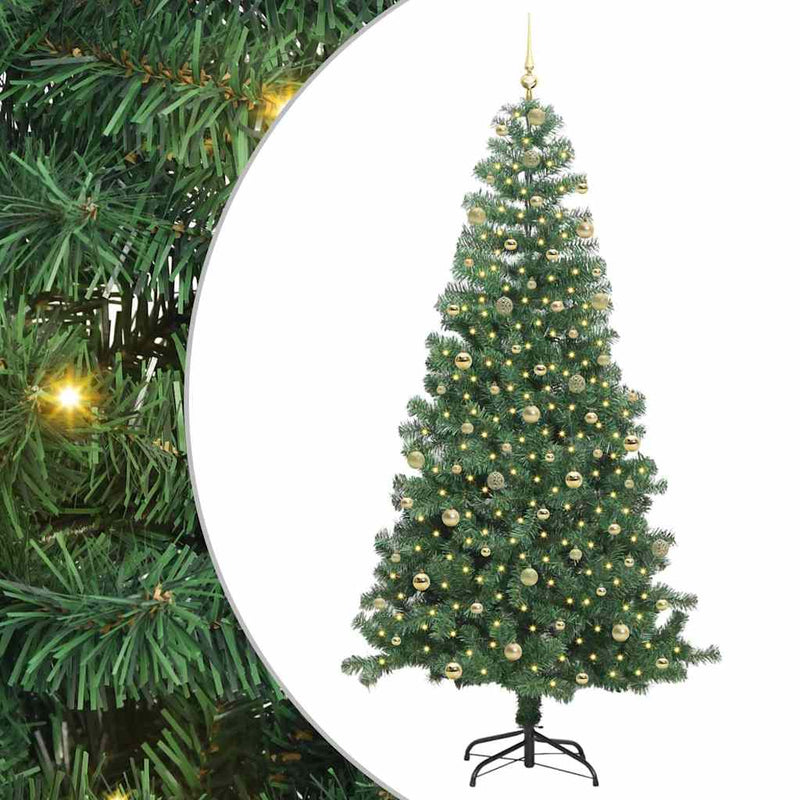 vidaXL Karácsonyfa 300 LED-del állvánnyal Zöld 240 cm PVC