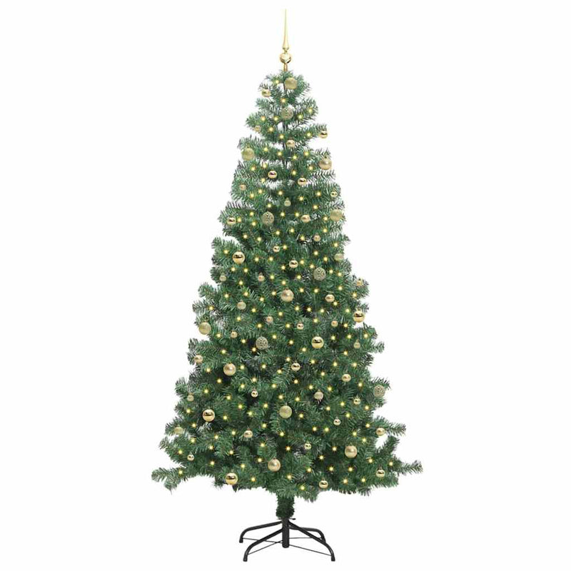 vidaXL Karácsonyfa 300 LED-del állvánnyal Zöld 240 cm PVC