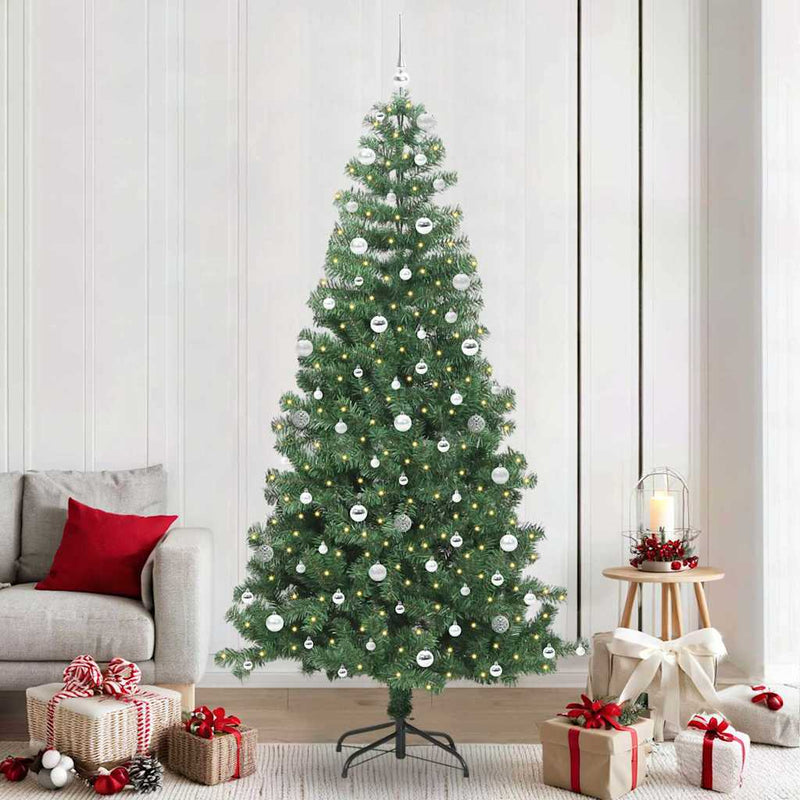 vidaXL Karácsonyfa 300 LED-del állvánnyal Zöld 240 cm PVC