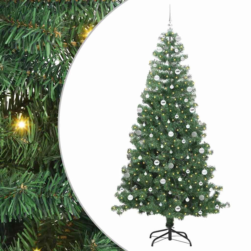 vidaXL Karácsonyfa 300 LED-del állvánnyal Zöld 240 cm PVC
