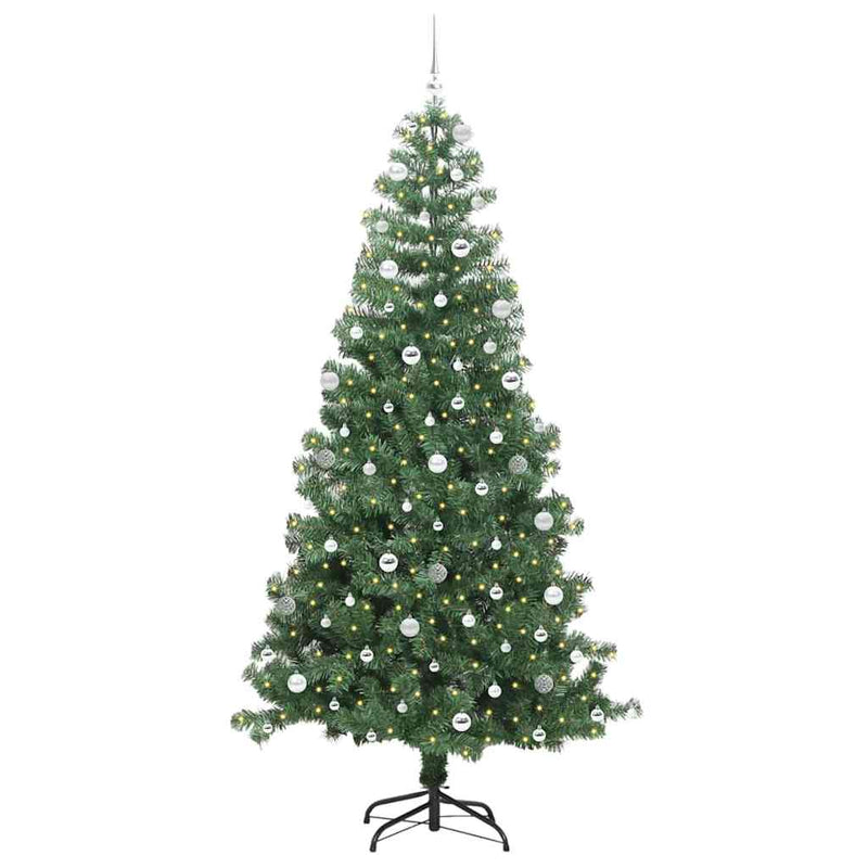 vidaXL Karácsonyfa 300 LED-del állvánnyal Zöld 240 cm PVC