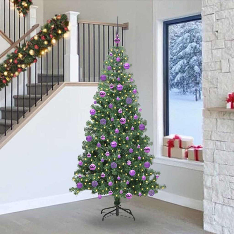 vidaXL Karácsonyfa 300 LED-del állvánnyal Zöld 240 cm PVC