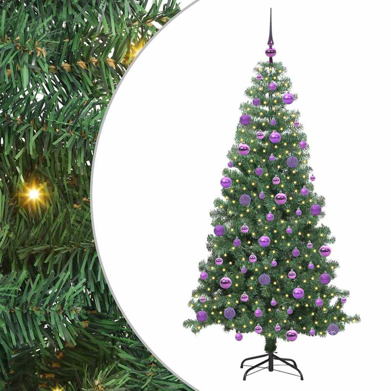 vidaXL Karácsonyfa 300 LED-del állvánnyal Zöld 240 cm PVC