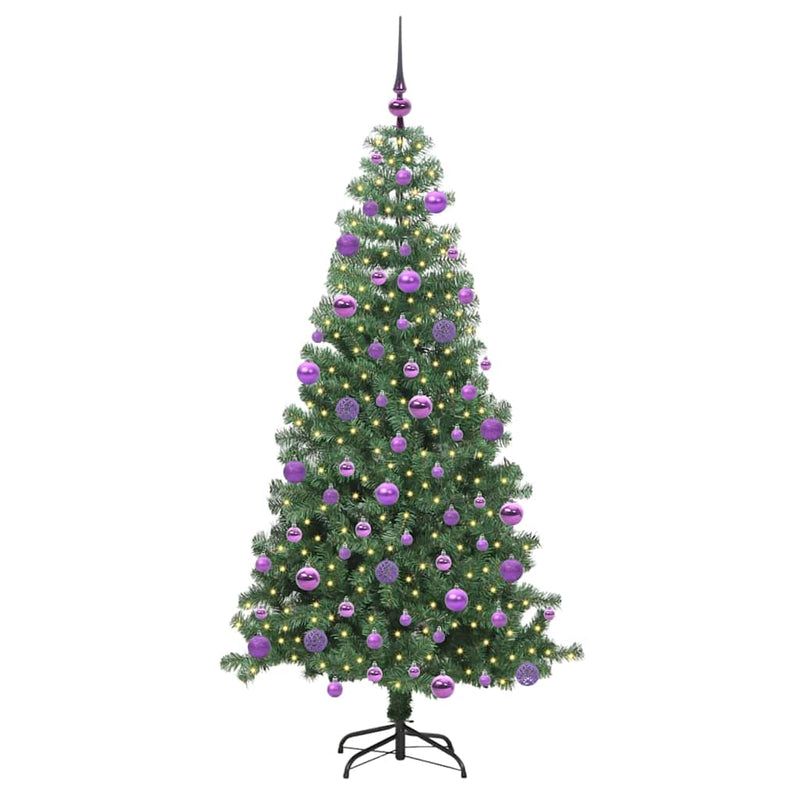 vidaXL Karácsonyfa 300 LED-del állvánnyal Zöld 240 cm PVC