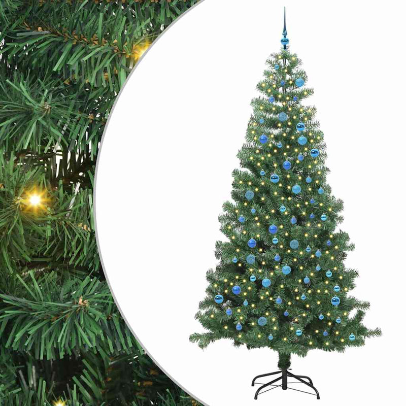 vidaXL Karácsonyfa 300 LED-del állvánnyal Zöld 240 cm PVC