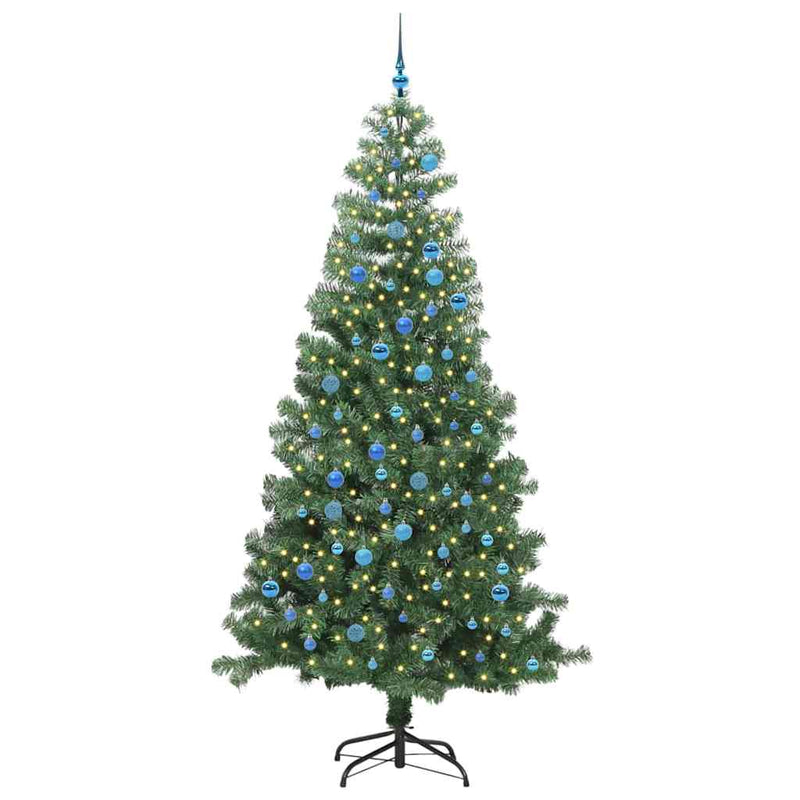 vidaXL Karácsonyfa 300 LED-del állvánnyal Zöld 240 cm PVC