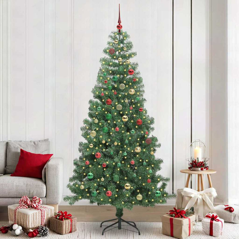 vidaXL Karácsonyfa 300 LED-del állvánnyal Zöld 240 cm PVC