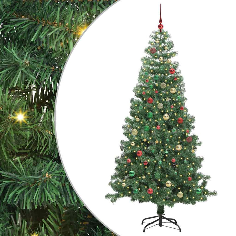 vidaXL Karácsonyfa 300 LED-del állvánnyal Zöld 240 cm PVC
