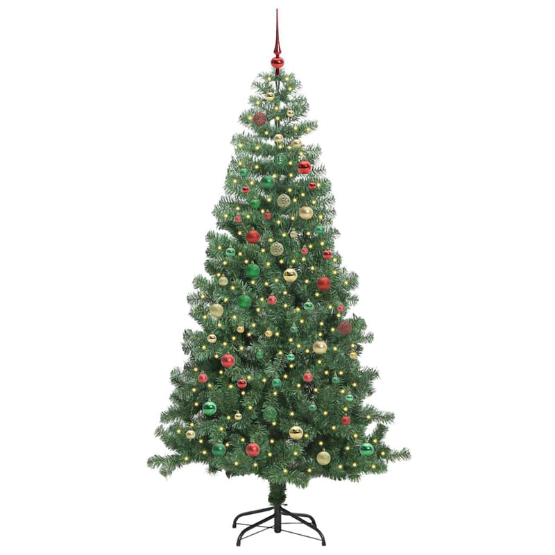 vidaXL Karácsonyfa 300 LED-del állvánnyal Zöld 240 cm PVC