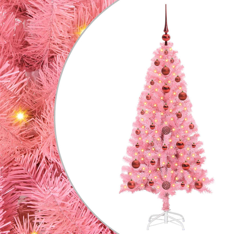vidaXL Karácsonyfa 150 LED-del állvánnyal Rózsaszín 120 cm PVC