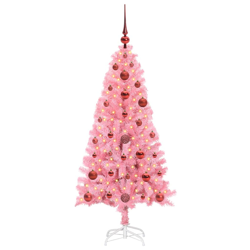 vidaXL Karácsonyfa 150 LED-del állvánnyal Rózsaszín 120 cm PVC
