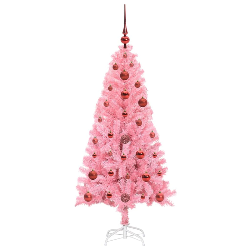 vidaXL Karácsonyfa 150 LED-del állvánnyal Rózsaszín 120 cm PVC