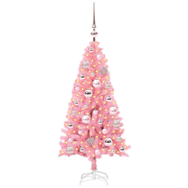 vidaXL Karácsonyfa 150 LED-del állvánnyal Rózsaszín 120 cm PVC