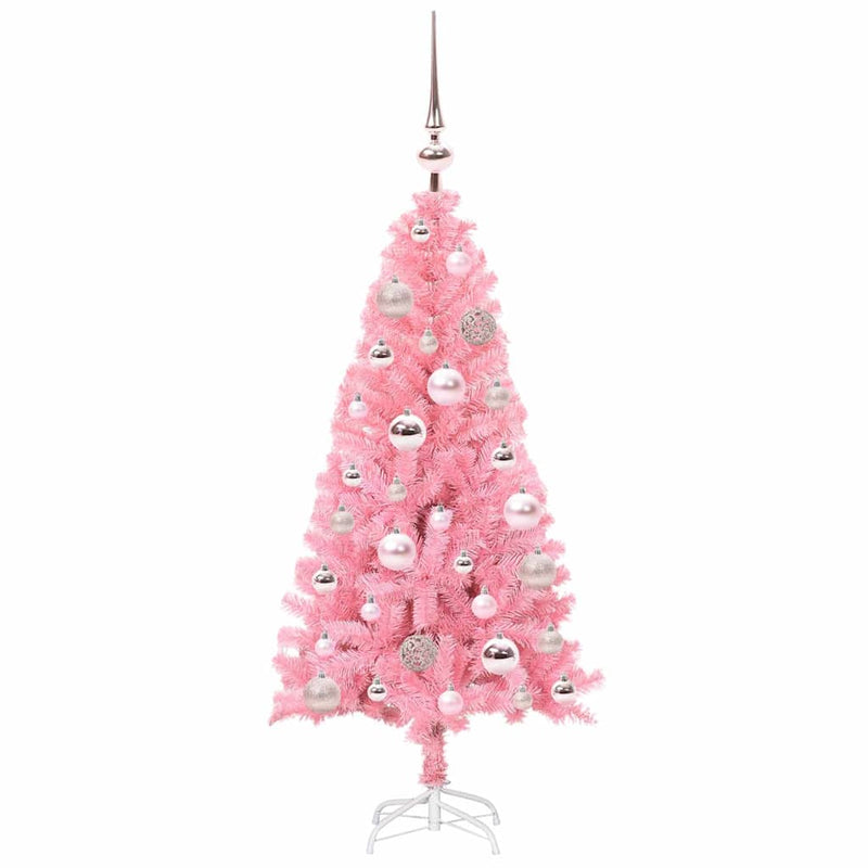 vidaXL Karácsonyfa 150 LED-del állvánnyal Rózsaszín 120 cm PVC