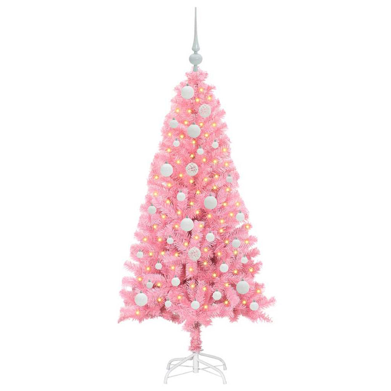 vidaXL Karácsonyfa 150 LED-del állvánnyal Rózsaszín 120 cm PVC