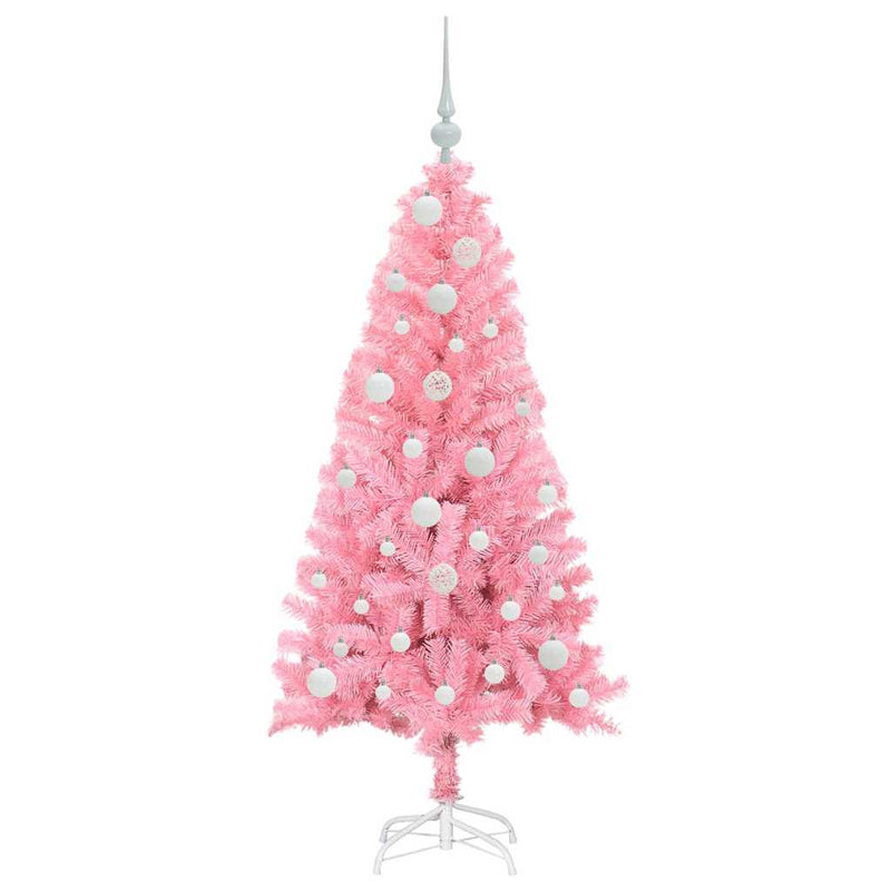 vidaXL Karácsonyfa 150 LED-del állvánnyal Rózsaszín 120 cm PVC